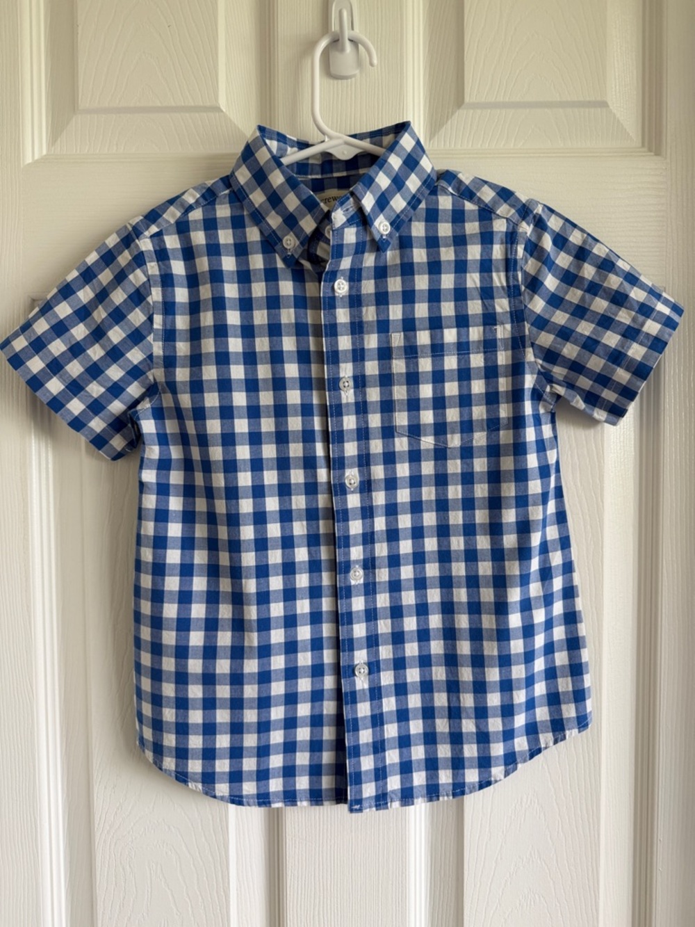 NWT Crewcuts Blue & White Gingham Short-Sleeve Button-Down